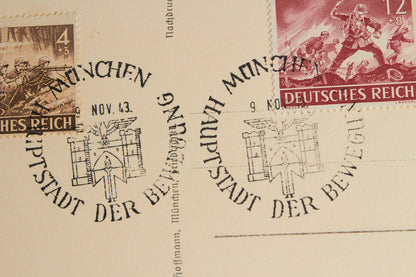 WW2 Postkort med Ridderkors modtager. Med Waffen-SS frimærker. Original.