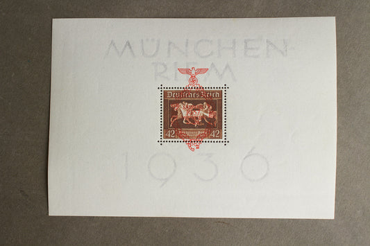 WW2 Tysk SA/NSDAP Frimærke på ark. Sjælden. Original.