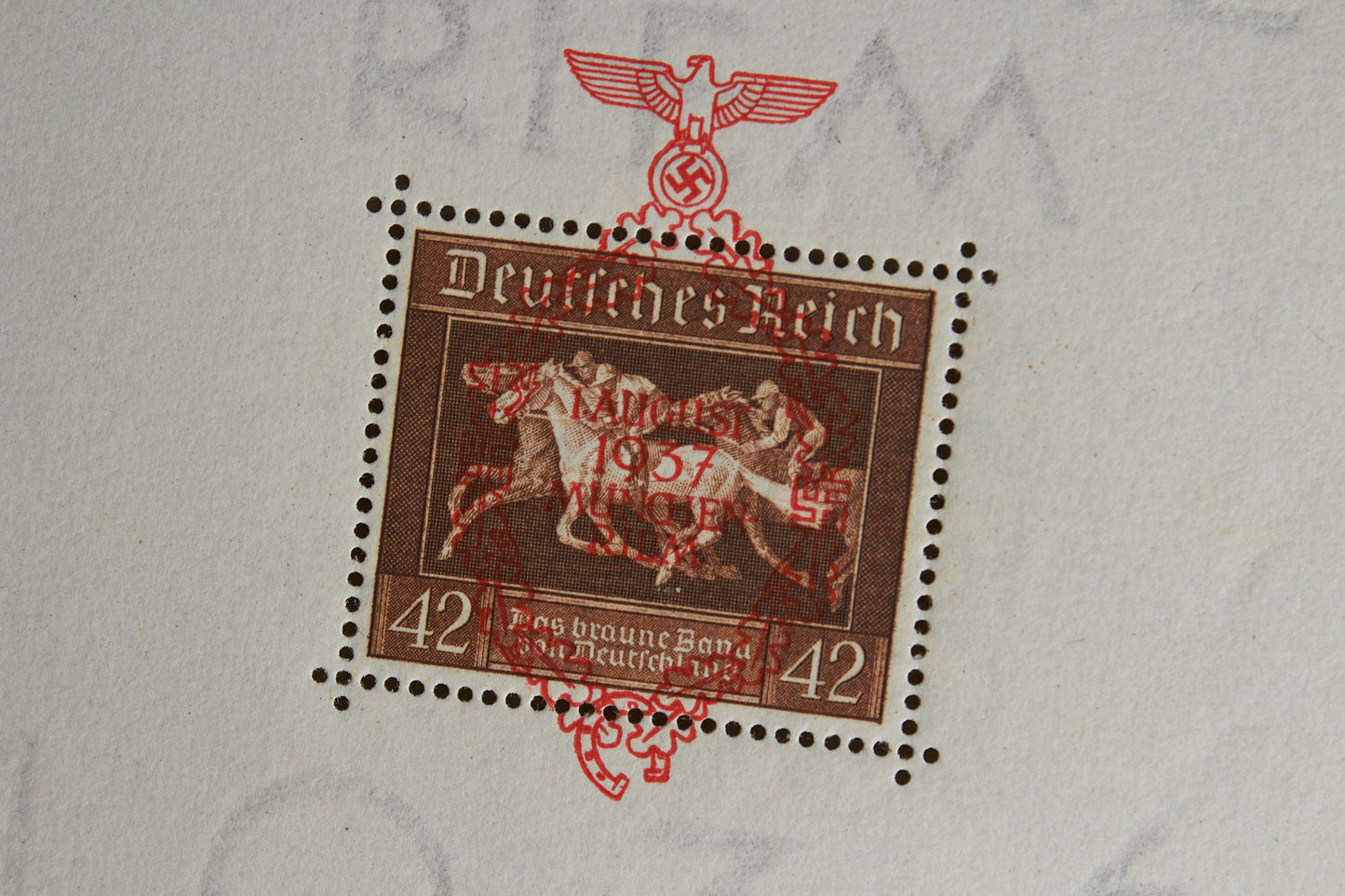 WW2 Tysk SA/NSDAP Frimærke på ark. Sjælden. Original.