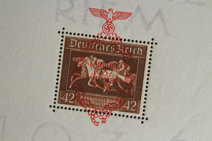 WW2 Tysk SA/NSDAP Frimærke på ark. Sjælden. Original.