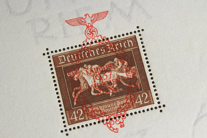 WW2 Tysk SA/NSDAP Frimærke på ark. Sjælden. Original.