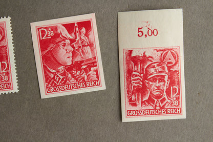 WW2 tysk SA og SS Frimærker. 4 stk. Sjældne. Original.
