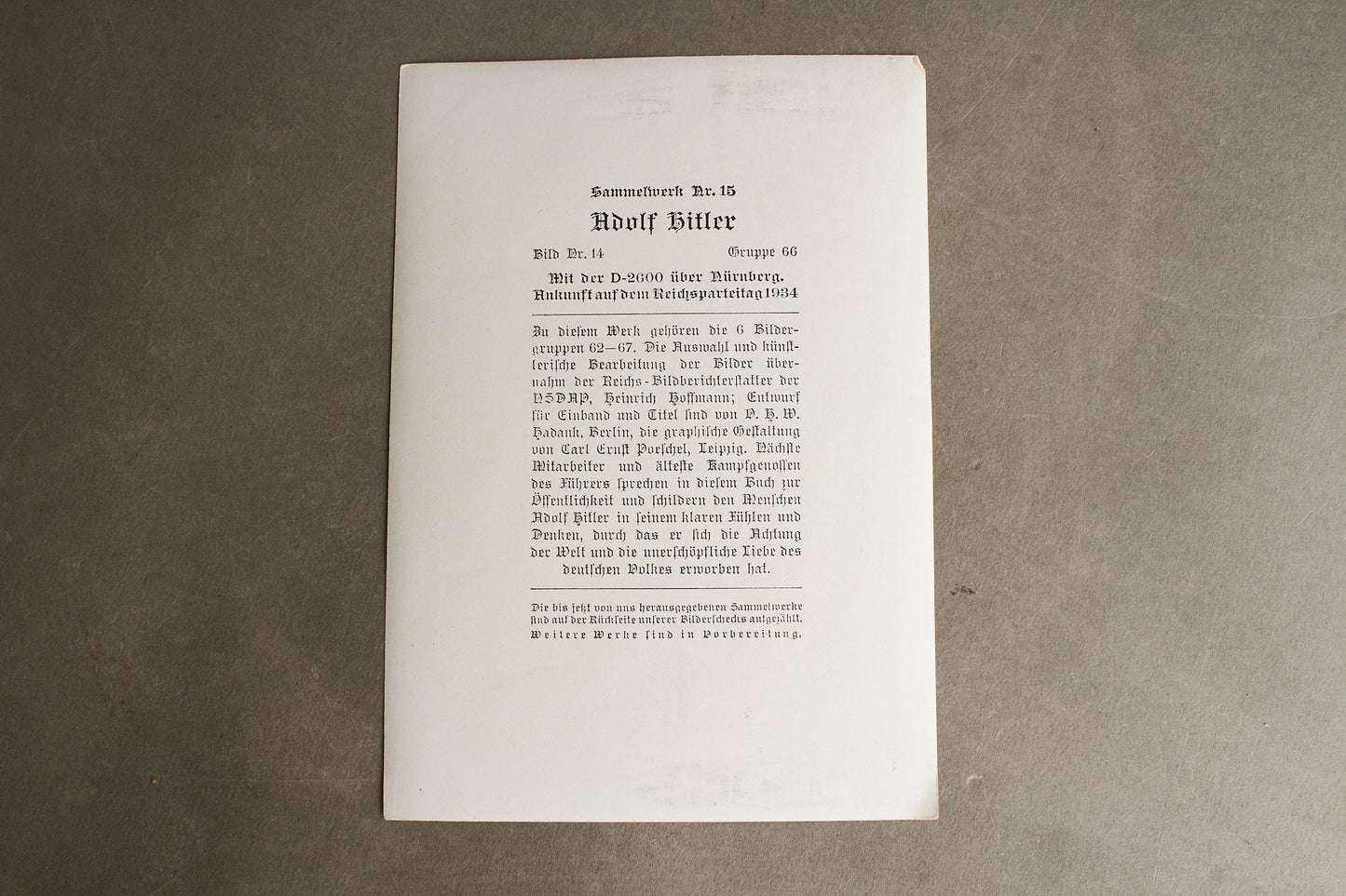 WW2 Tysk "Cigaretten Album" Billede. 12x17 cm. Godt motiv. Original.