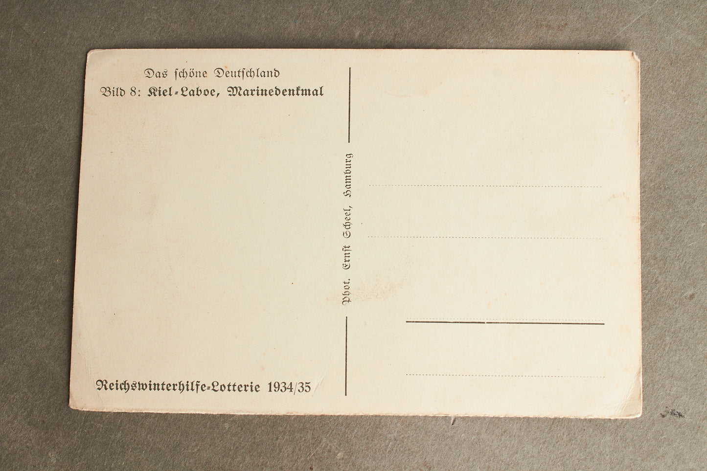 WW2 Tysk Kriegsmarine Postkort med "Marinedenkmal" Kiel. Original.