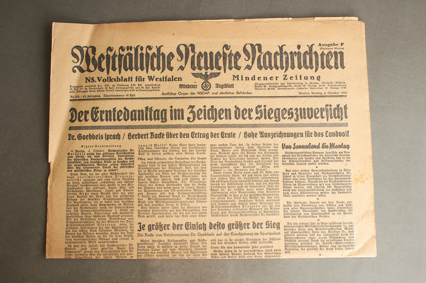 WW2 Tysk 2. stk. NSDAP Aviser. Original.