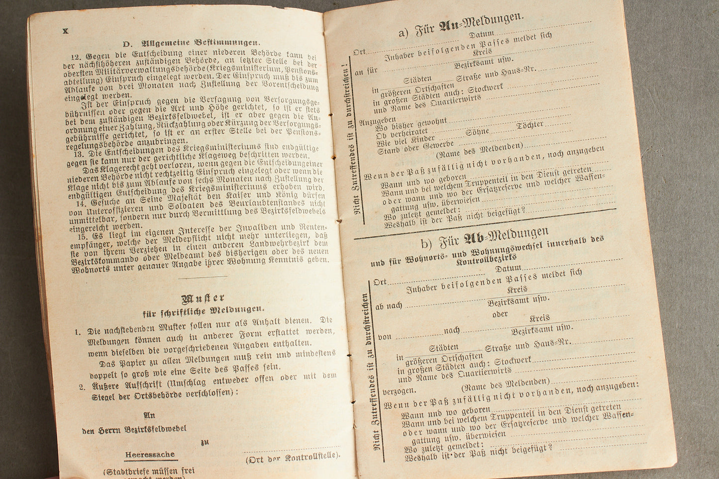 WW1 Tysk "Militärpass" fra en falden infanterist. Original.