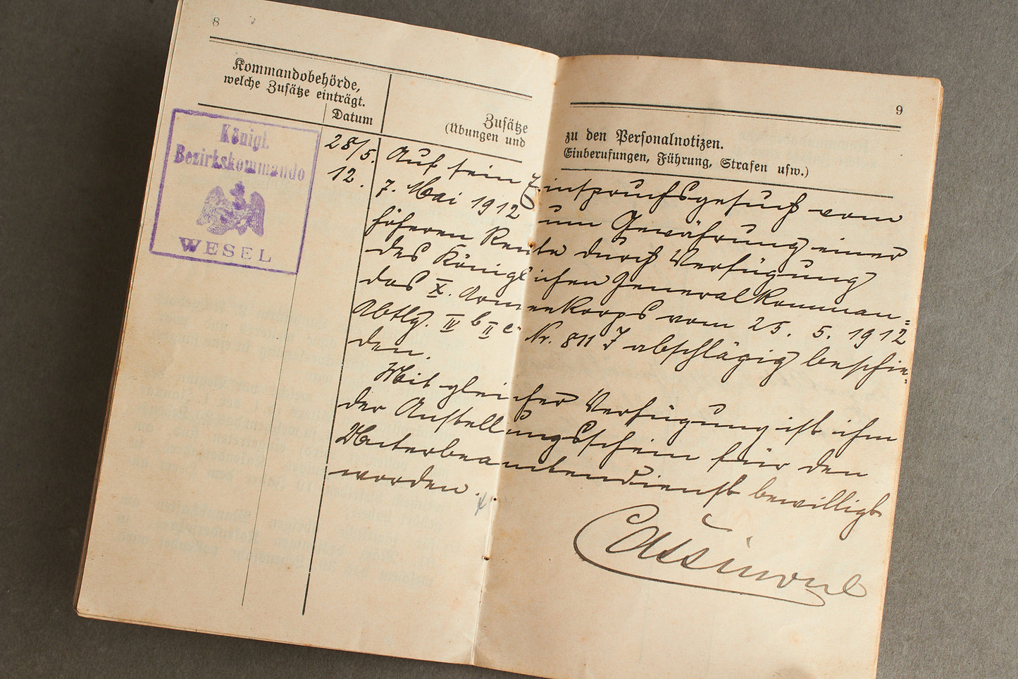 WW1 Tysk "Militärpass" fra en falden infanterist. Original.