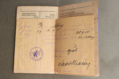 WW1 Tysk "Militärpass" fra en falden infanterist. Original.