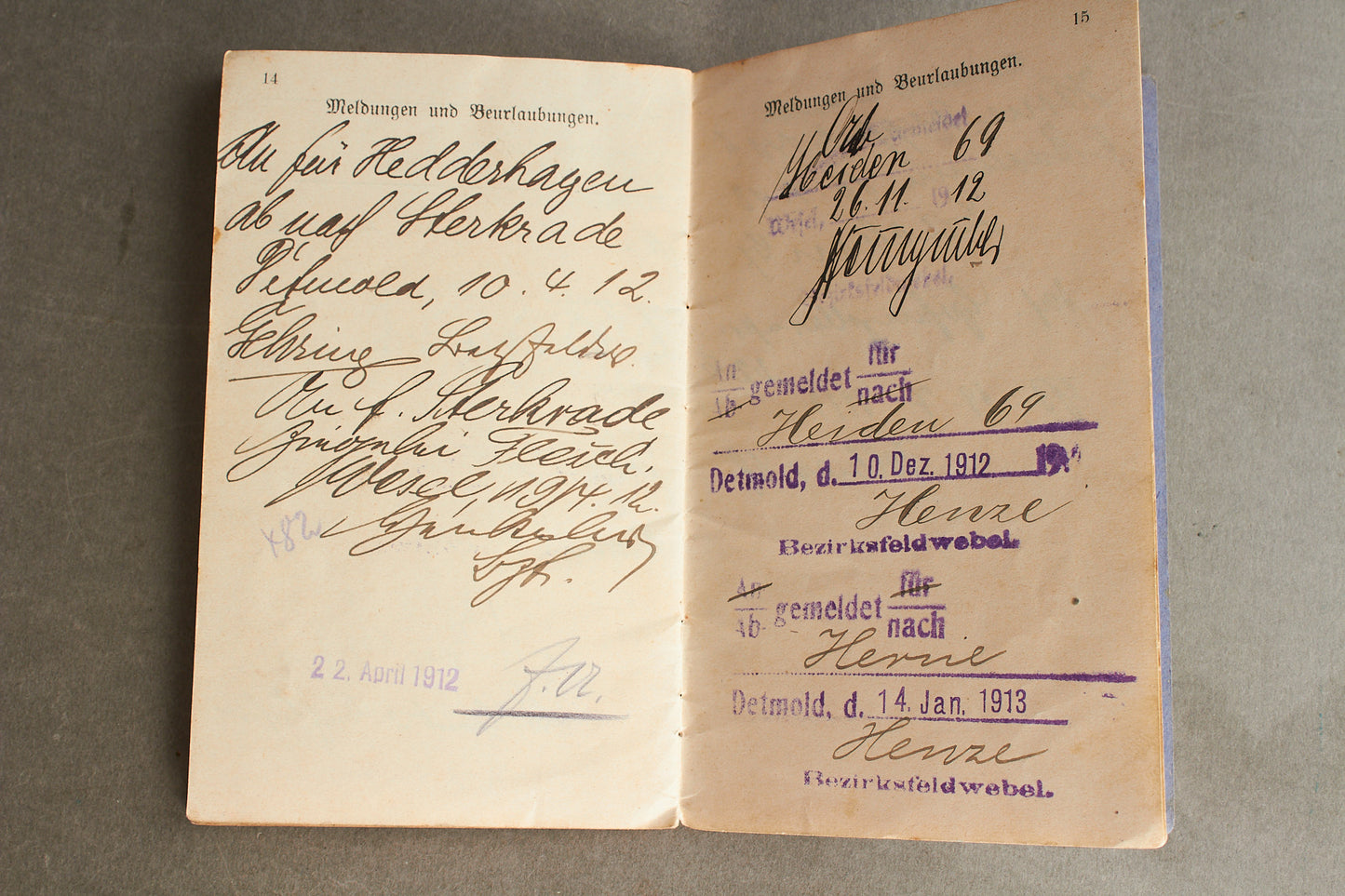 WW1 Tysk "Militärpass" fra en falden infanterist. Original.