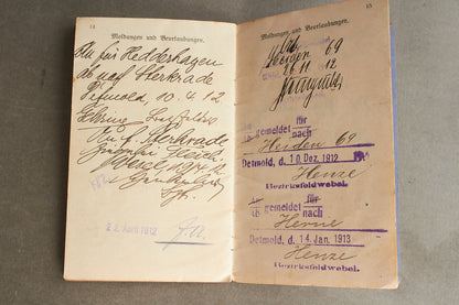 WW1 Tysk "Militärpass" fra en falden infanterist. Original.