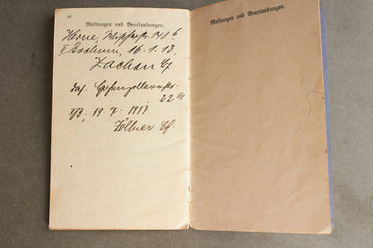 WW1 Tysk "Militärpass" fra en falden infanterist. Original.