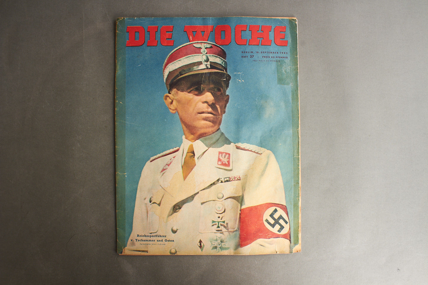WW2 Tysk "Die Woche" Blad. Illustrativ SA Forside. Original.