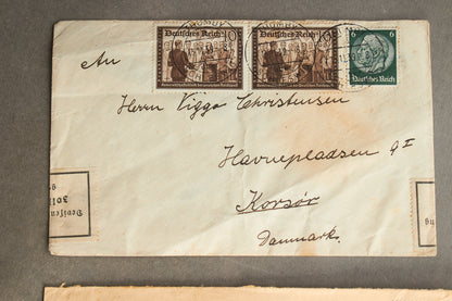 WW2 Tyske Kuverter. Sendt til Danmark. Original.