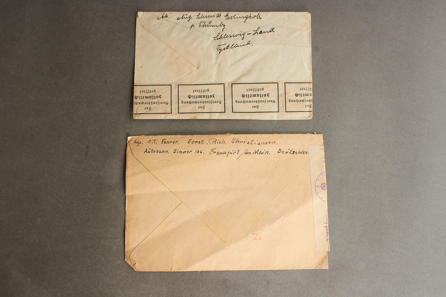 WW2 Tyske Kuverter. Sendt til Danmark. Original.