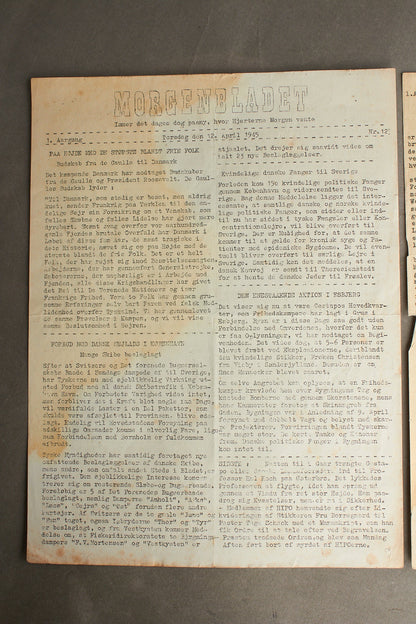 WW2 Dansk Illegalt Blad fra 12. april 1945. Original.