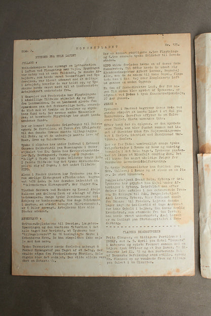 WW2 Dansk Illegalt Blad fra 12. april 1945. Original.