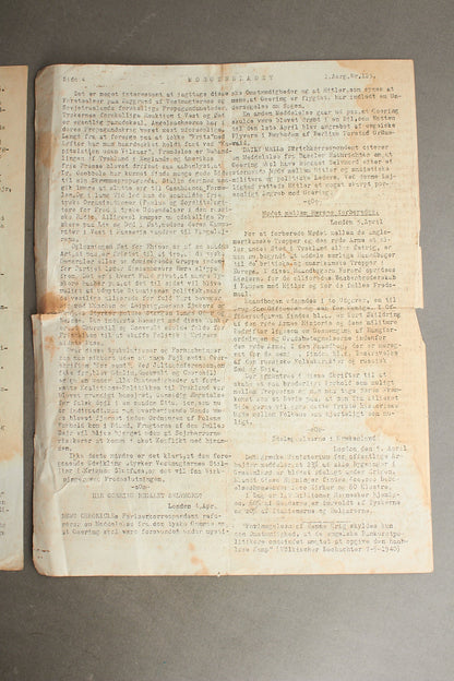 WW2 Dansk Illegalt Blad fra 12. april 1945. Original.