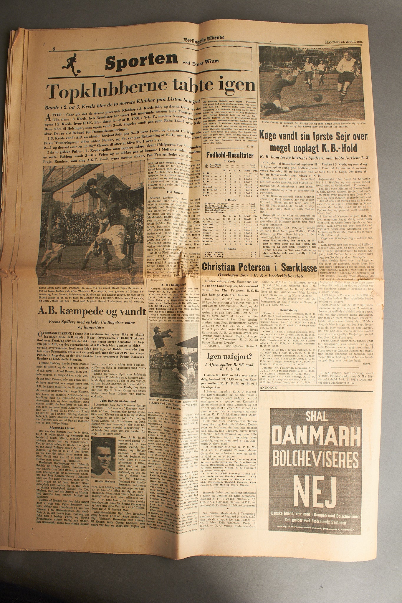 WW2 Dansk Avis med Waffen-SS "SS-Ersatzkommando Danmark" Annonce.  Original.