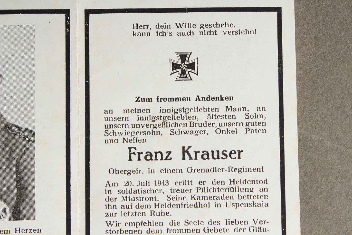 WW2 Tysk Dødemandskort. Original.