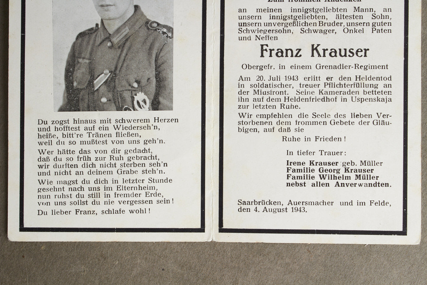 WW2 Tysk Dødemandskort. Original.