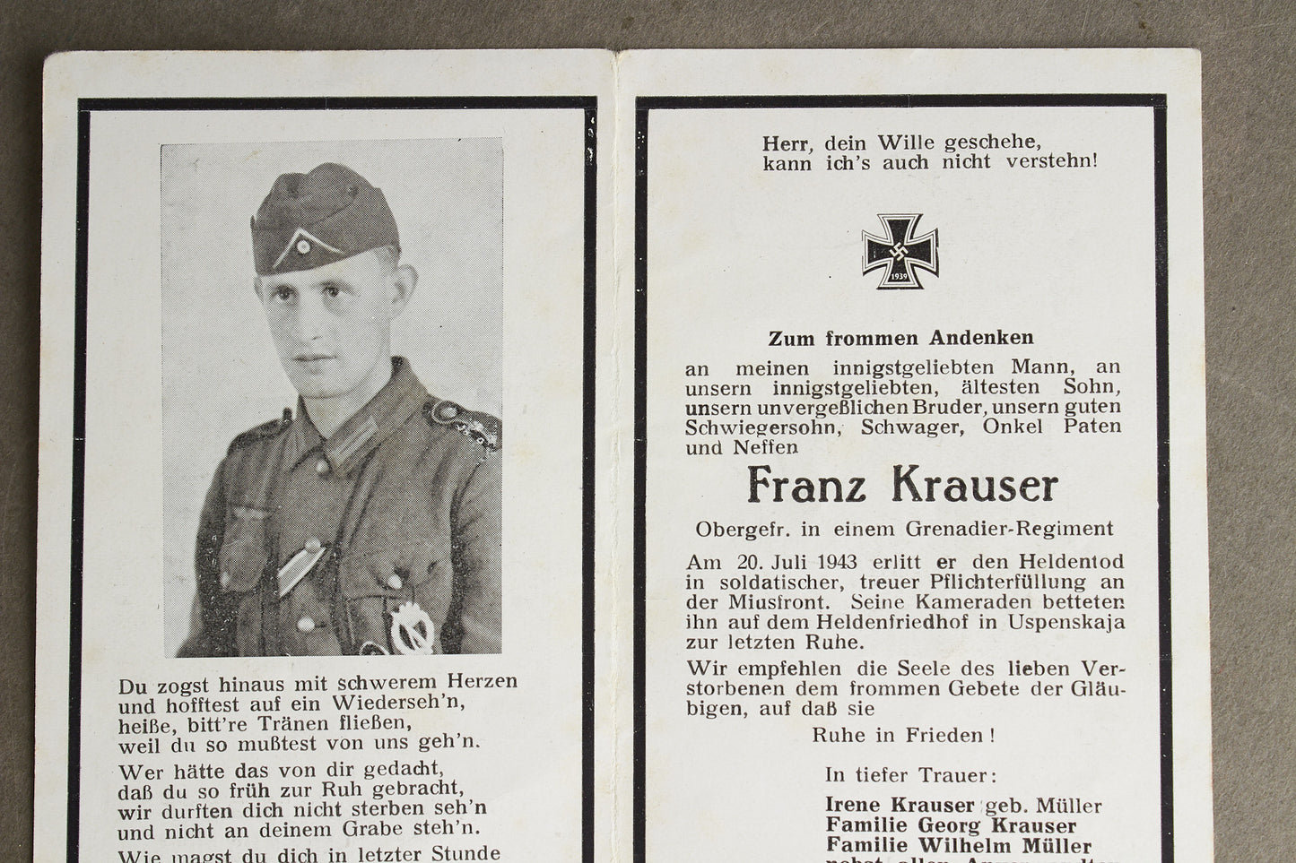 WW2 Tysk Dødemandskort. Original.