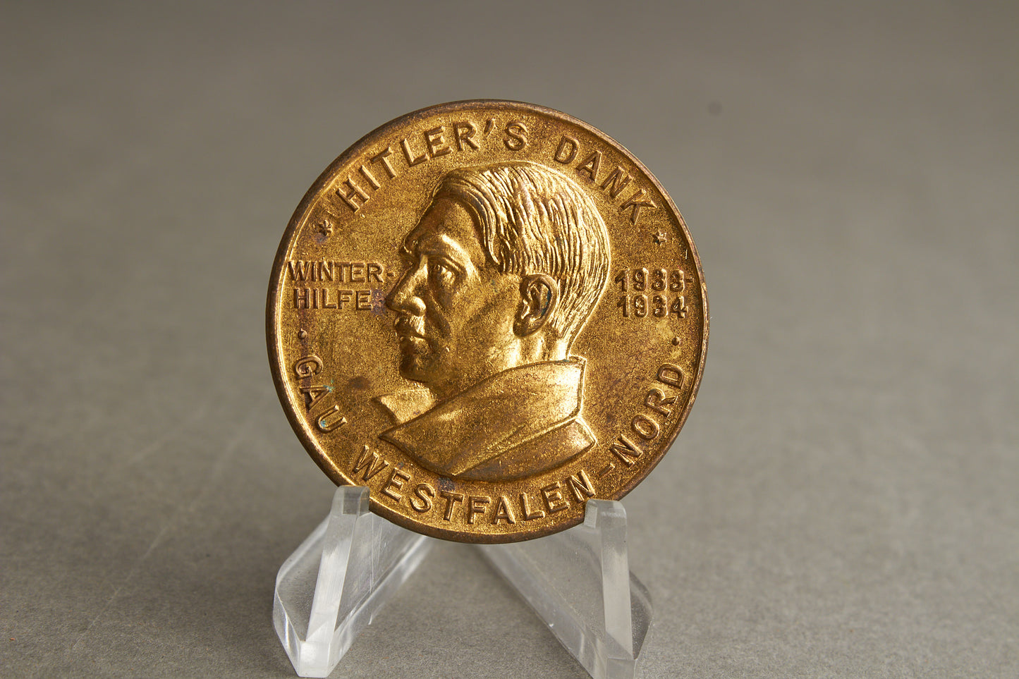 WW2 Tysk "Hitlers Dank" Tinnie i guld. Original.