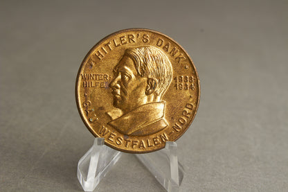 WW2 Tysk "Hitlers Dank" Tinnie i guld. Original.