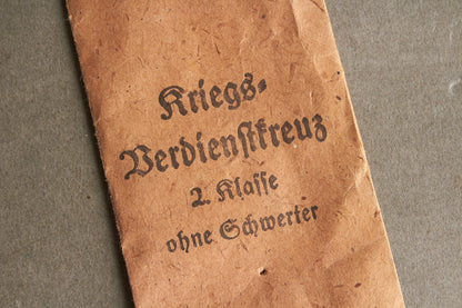 WW2 Tysk KVK 2. Klasse uden sværd Tildelingspose. Original.