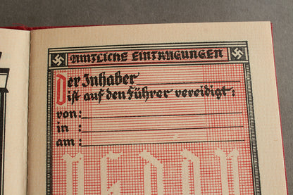 WW2 Tysk NSDAP Medlemsbog. Tidlig. Sjælden! Original.