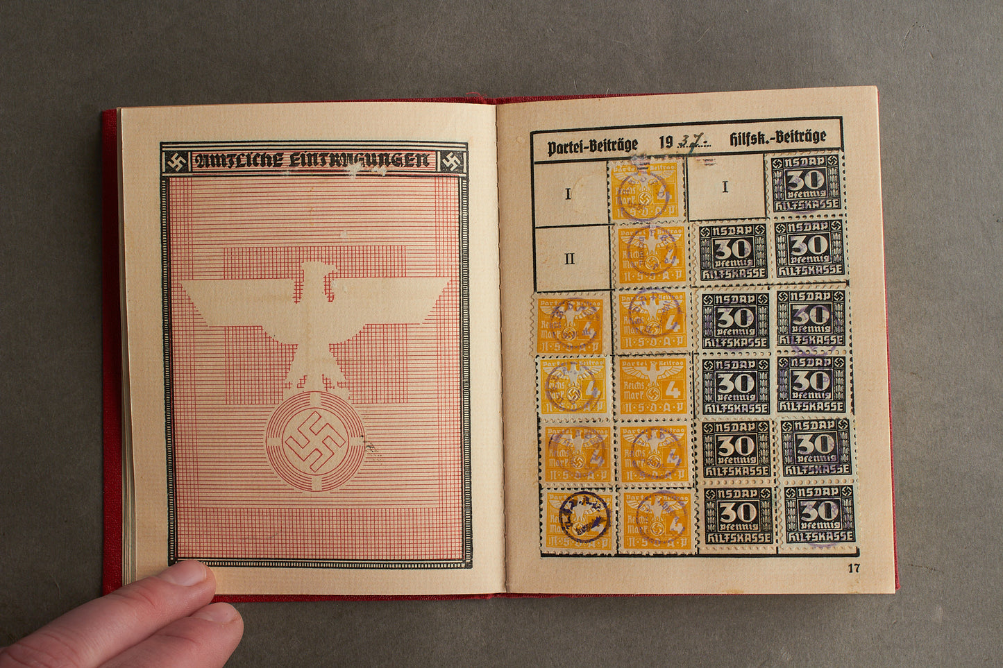 WW2 Tysk NSDAP Medlemsbog. Tidlig. Sjælden! Original.