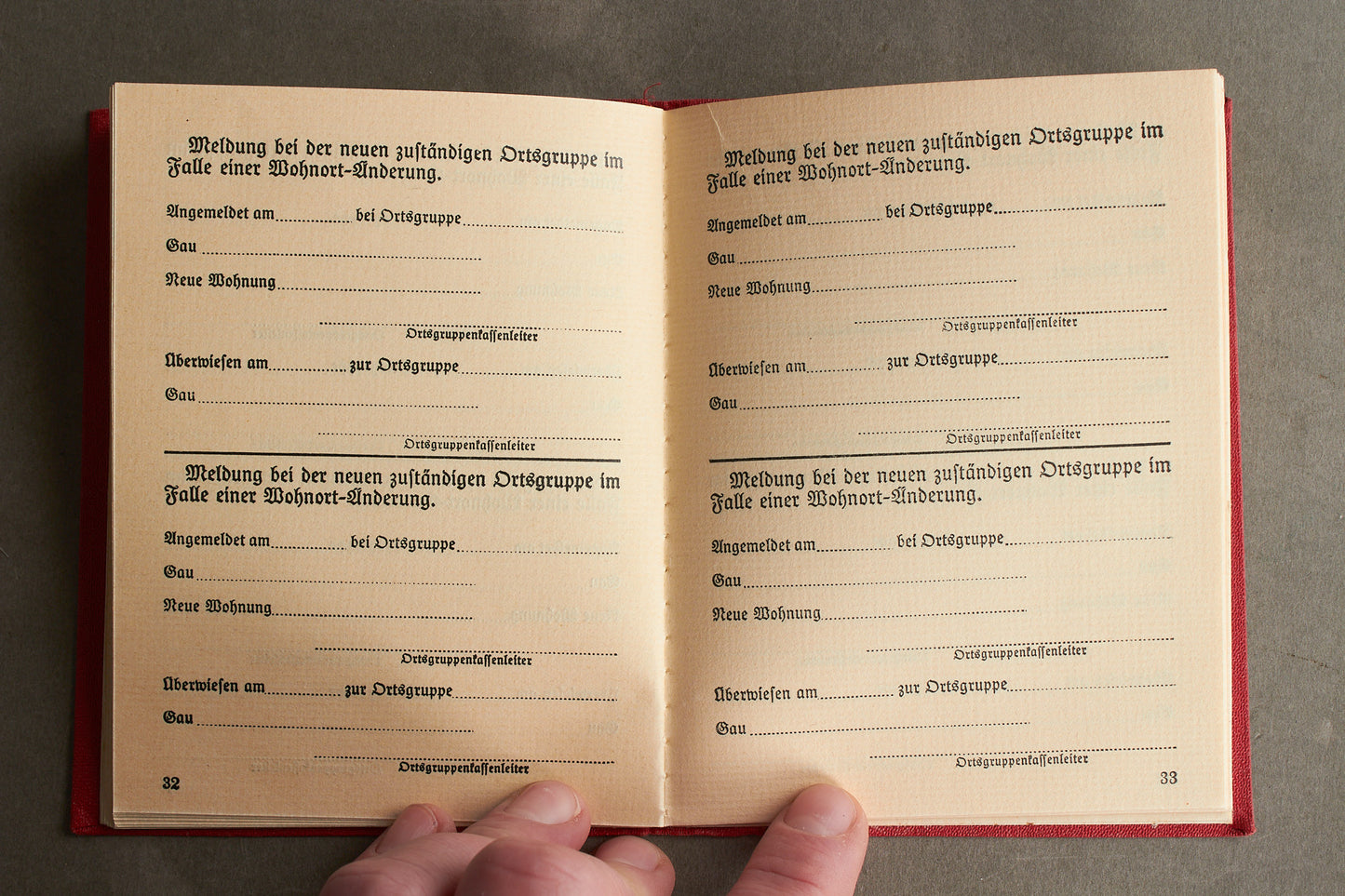 WW2 Tysk NSDAP Medlemsbog. Tidlig. Sjælden! Original.