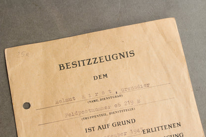 WW2 Tysk Sårettegn i Sort Urkunde. Original.