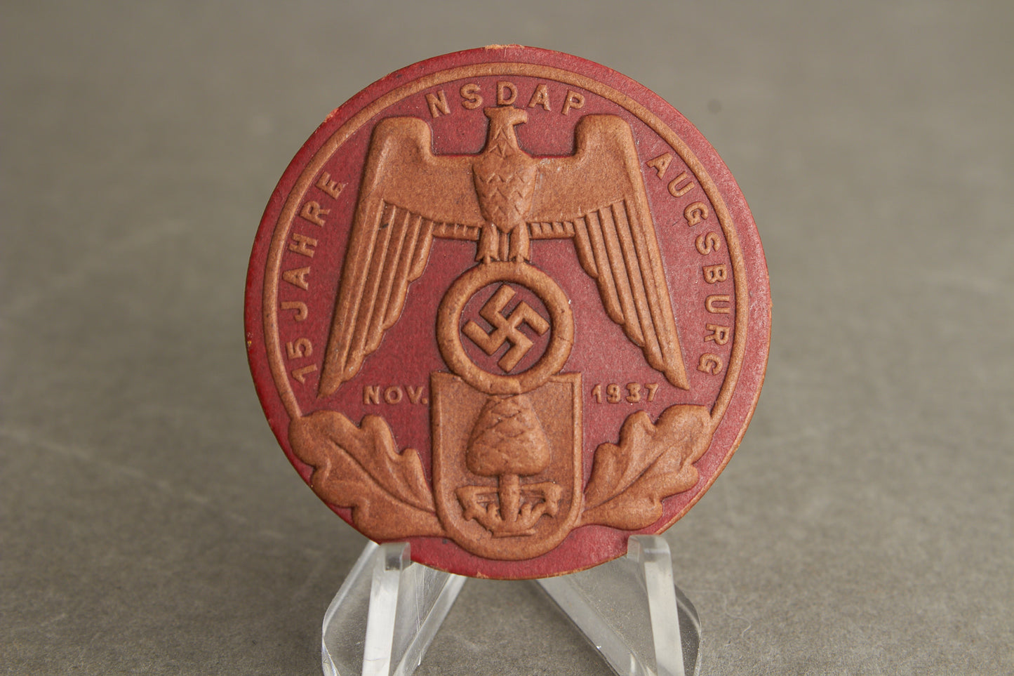 WW2 Tysk NSDAP Pap-Tinnie. Sjælden. Mangler nålen. Original.