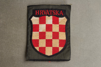 WW2 Tysk Wehrmacht "HRVATSKA" ærmeskjold fra den kroatiske legion. Efterkrigs.