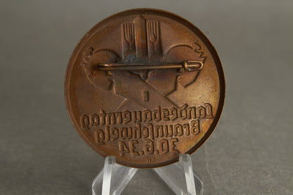 WW2 Tysk Tidlig "Landesbauerntag 1934" Tinnie. Sjælden. Original.