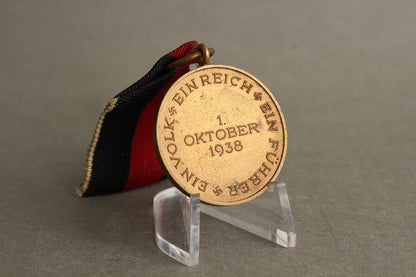 WW2 Tysk 1. Oktober 1938 Medalje. Original.