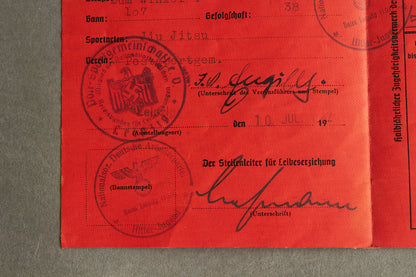 WW2 Tysk Hitler Jugend "Sportausweiss". Sjælden. Original.