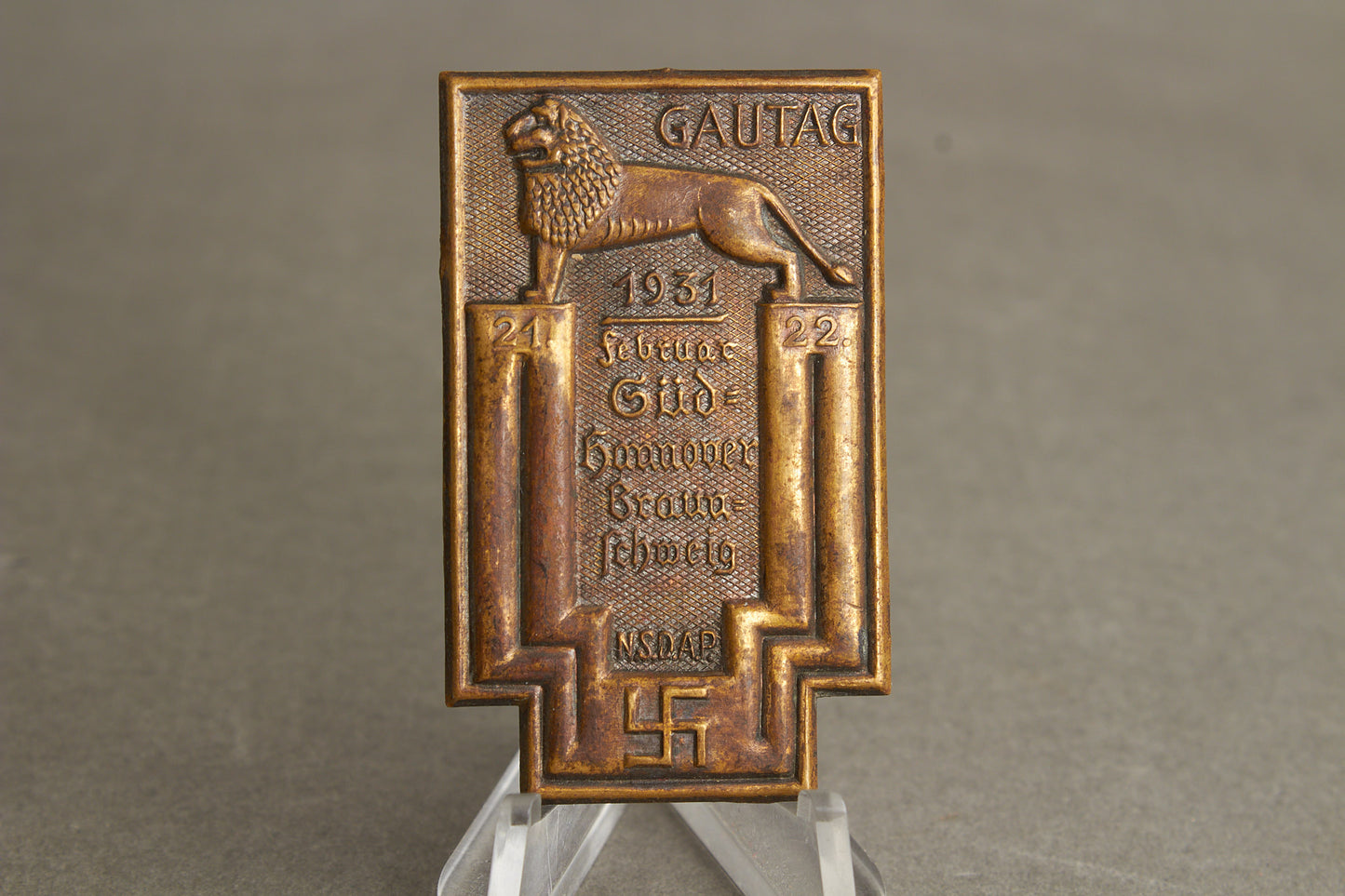 WW2 Tysk Tidlig 1931 NSDAP "Gautag" Tinnie. Sjælden. Original.