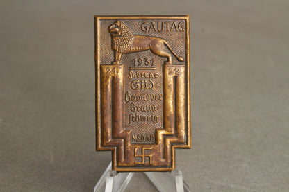 WW2 Tysk Tidlig 1931 NSDAP "Gautag" Tinnie. Sjælden. Original.
