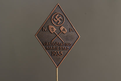 WW2 Tysk/Svensk "NSAP" (Nationalsocialistiska Arbetarepartiet) Landsting 1936 Tinnie. Se beskrivelse