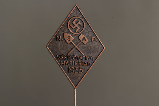 WW2 Tysk/Svensk "NSAP" (Nationalsocialistiska Arbetarepartiet) Landsting 1936 Tinnie. Se beskrivelse