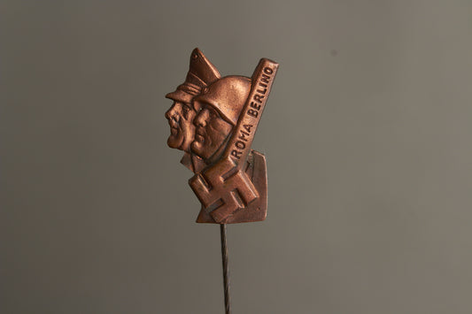 WW2 Tysk Hitler / Mussolini Pin. Sjælden. Original.