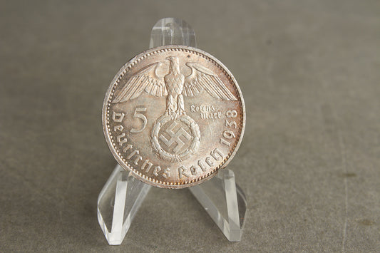 WW2 Tysk "5 Reichsmark" Mønt i ægte sølv. Original.