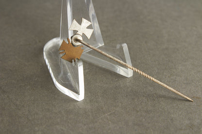 WW1 Tysk Medalje Miniature Pin. Jernkors og Frontkæmper. Original.