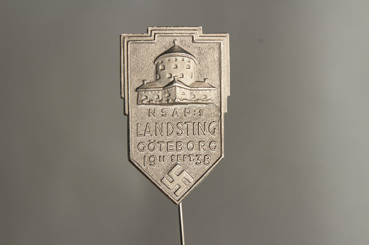 WW2 Tysk/Svensk "NSAP" (Nationalsocialistiska Arbetarepartiet) Landsting 1938 Tinnie. Se beskrivelse.