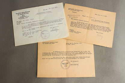 WW2 Tyske papirer fra samme person. Én med HH-hilsen. Original.