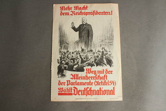 WW2 Tysk Politisk Løbeseddel fra valget i 1932. Original.