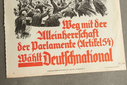 WW2 Tysk Politisk Løbeseddel fra valget i 1932. Original.