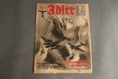 WW2 Tysk Luftwaffe "Der Adler" Blad fra 1941. Original.