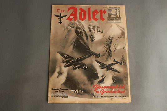 WW2 Tysk Luftwaffe "Der Adler" Blad fra 1941. Original.